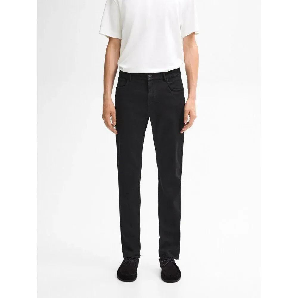 Massimo Dutti Mens Jeans EU 48 US 38 Ankle Slim Fit Denim Black 0034/034 NWT